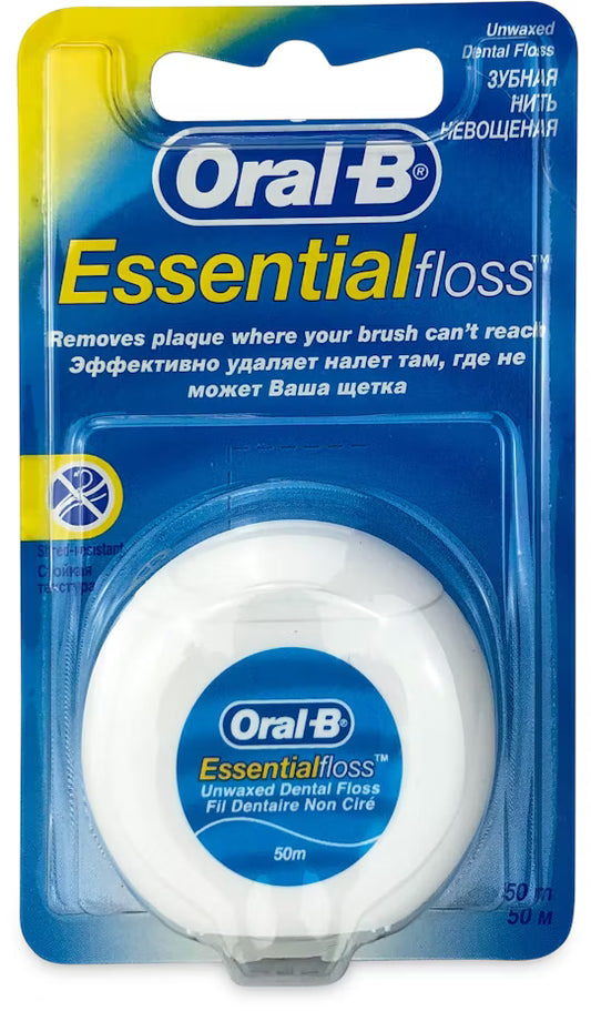 Oral-B Essential Unwaxed Dental Floss - 50m
