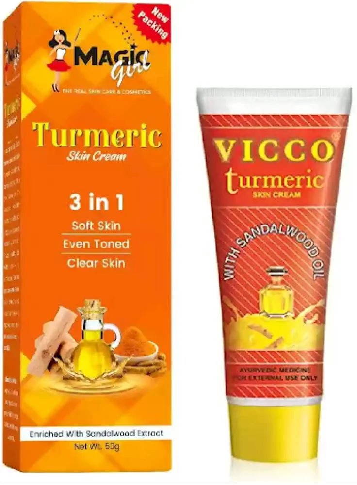 Vicco Turmeric Face & Skin Cream With Sandalwood Oil Natural Ingredients 50g