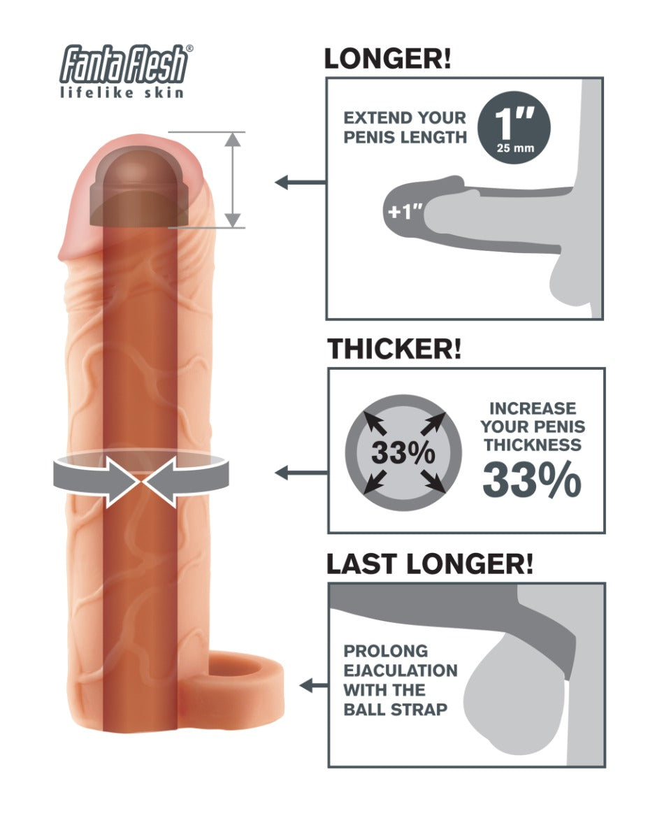 Pipedream - Fantasy X-tensions  - Perfect 1" Extension with Ball Strap  - Light