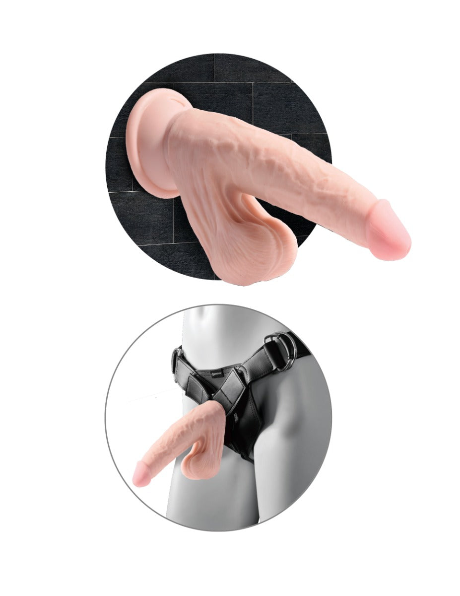 Pipedream - King Cock Plus - 7" Triple Density Cock With Swinging Balls - Light