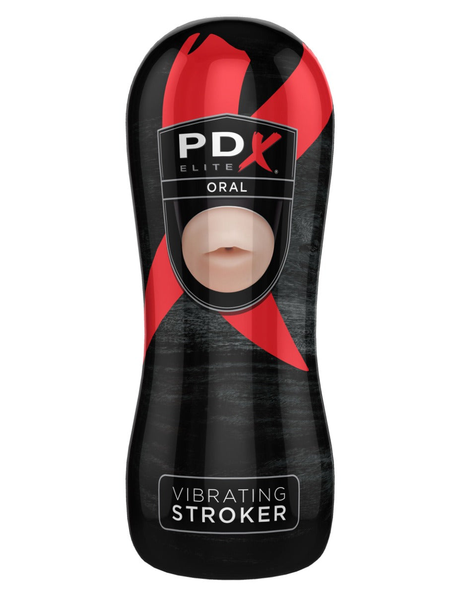 Pipedream - PDX Elite - Vibrating Oral Stroker  - Light/Black