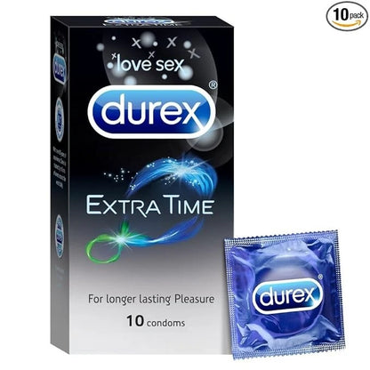 Durex Extra Time Condom For Long Lasting Pleasure, 10 Units Expiry 30/04/2026