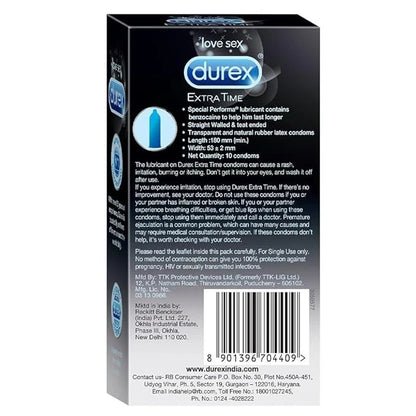Durex Extra Time Condom For Long Lasting Pleasure, 10 Units Expiry 30/04/2026