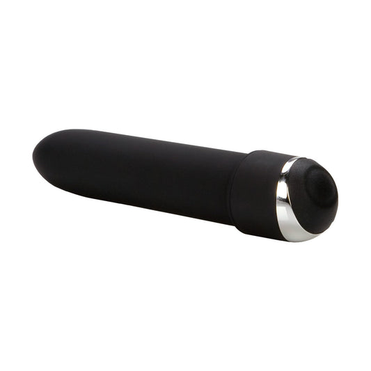 Black 7-function Classic Chic Mini from California Exotics, featuring bullets and mini vibes design, shown in sleek compact form.