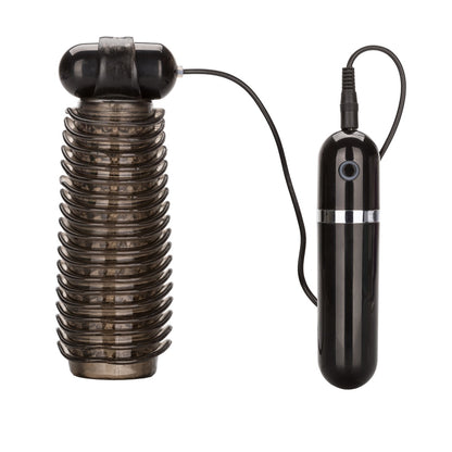 COLT 10 Function Vibrating Stroker in smoke color, featuring textured exterior and control buttons, designed for enhanced pleasure.
