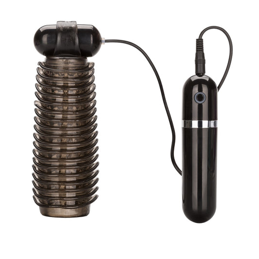 COLT 10 Function Vibrating Stroker in smoke color, featuring textured exterior and control buttons, designed for enhanced pleasure.