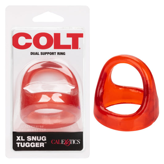 Red COLT XL Snug Tugger with textured design, shown in close-up view highlighting the product's material and shape.