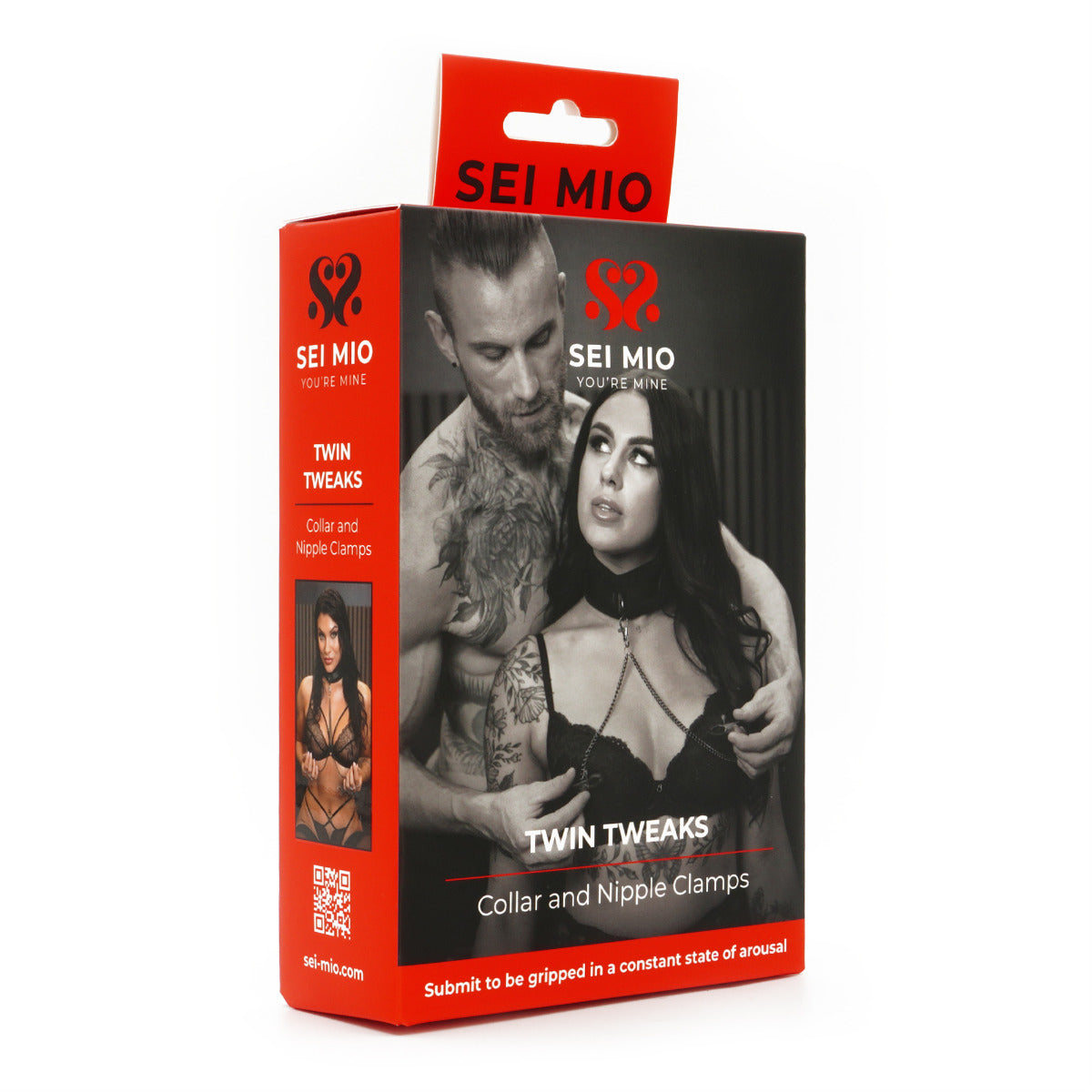 SEI MIO - Twin Tweaks - Velvet Collar with Nipple Clamps 