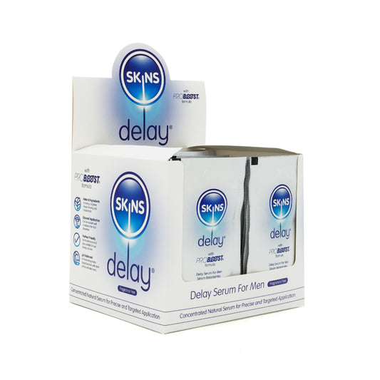 Skins Natural Delay Serum Foil 54 x 5ml Sachets with POS (fragrance free)