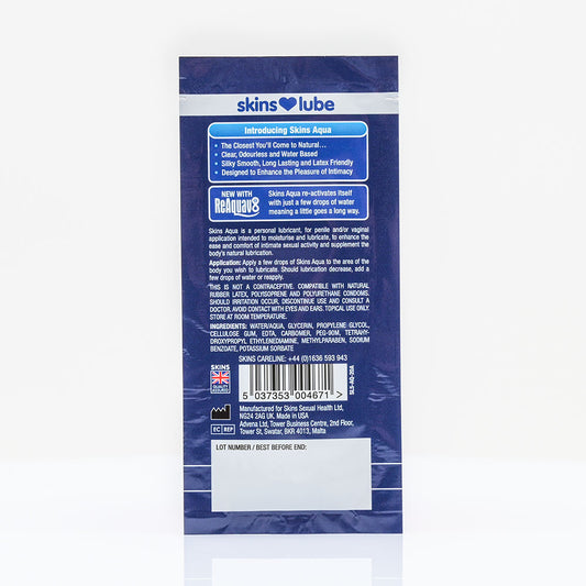 Skins Aqua Water Based Lubricant - 5ml Foil