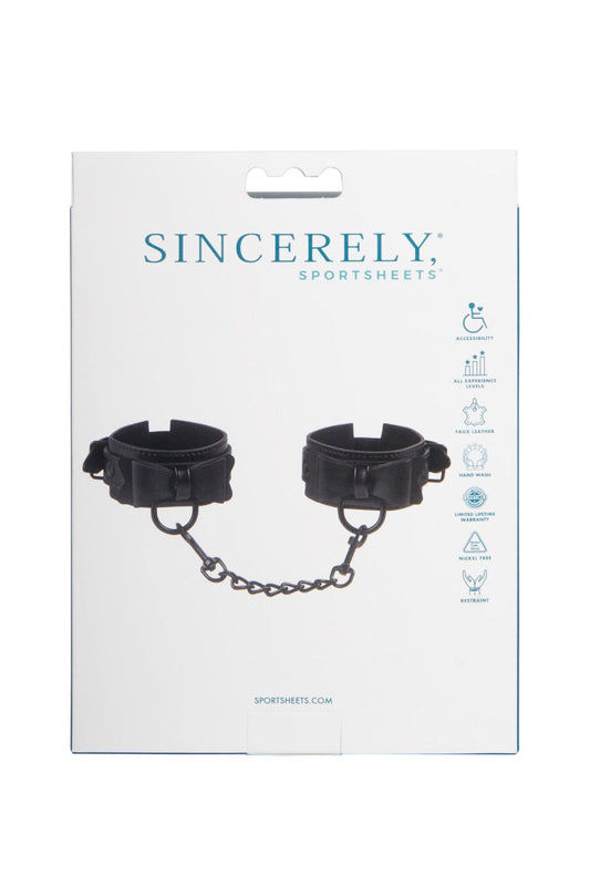 Sportsheets Sincerely Bow Tie Faux Leather Wrist Cuffs