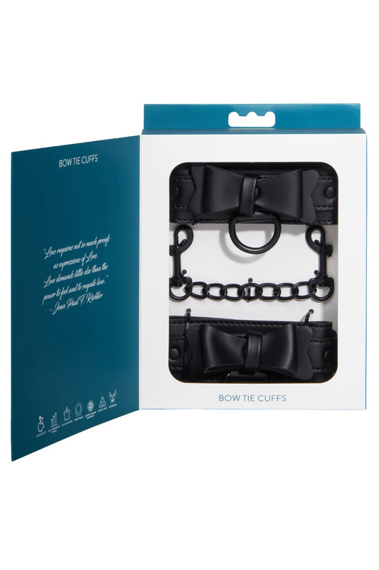 Sportsheets Sincerely Bow Tie Faux Leather Wrist Cuffs