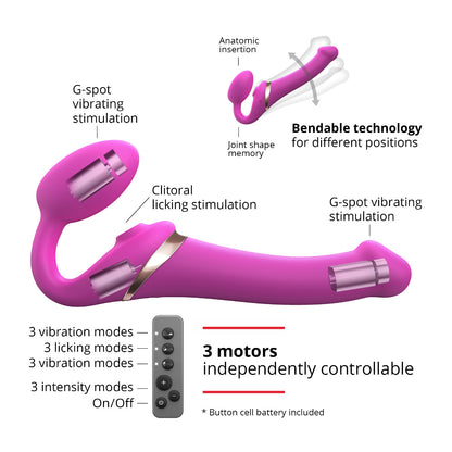 Strap On Me - Multi Orgasm Bendable Strap-On - Fuchsia