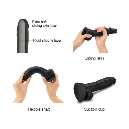 Strap On Me - Sliding Skin Realistic Dildo Black  XL
