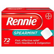 Rennie Spearmint Heartburn & Indigestion Relief 72 Tablets