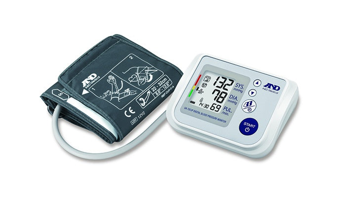 A&D Medical UA767SW upper arm blood pressure monitor with cuff and digital display for accurate readings