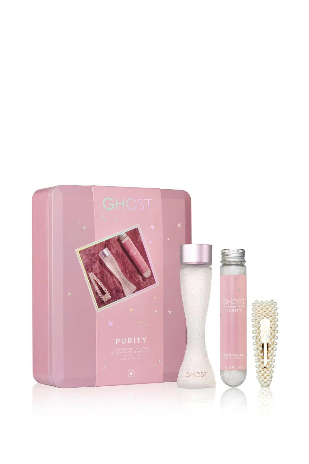 Ghost Purity EDT 30ml  Spray/Bath Salt 60g/  Hair Clip